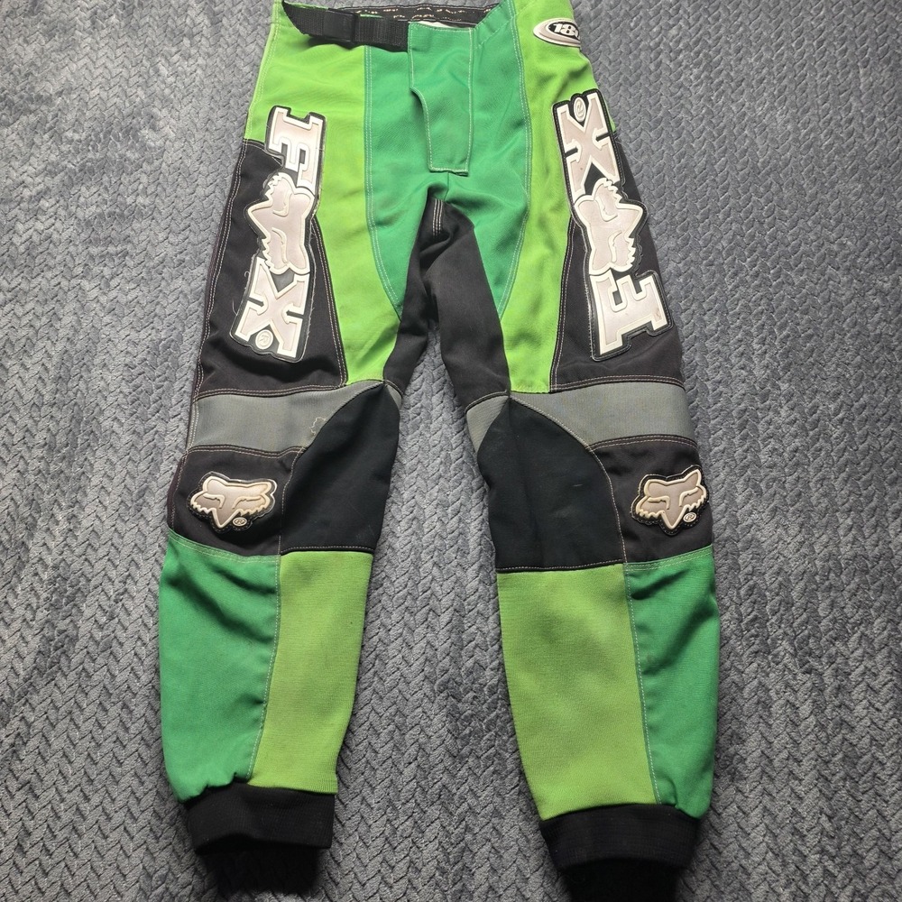 Fox Racing 180 Motocross Pants Men's 28 XS/S Black Green Y2K MX Taiwain Made VTG